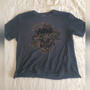 Velvet Black And Gold Scull t-shirt. ZARA womens Large